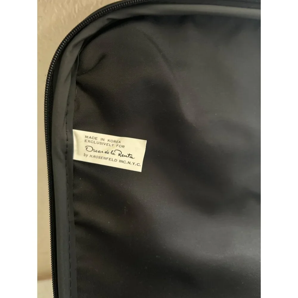 Oscar De La Renta Vintage Tan Tweed Carry On Luggage/Travel Bag